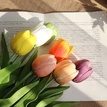 10vnt/daug PU netikrą gėlės modeliavimas tulpių dirbtinių gėlių nekilnojamojo touch tulip gėlių, vestuvių namų dekoratyvinių gėlių vainikas