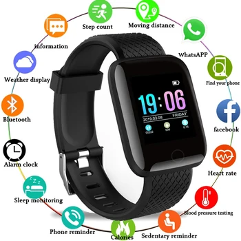 116Plus Smart Watch Vyrų, Moterų Širdies ritmo Monitorius Fitness Tracker Smartwatch IPX7 atsparus Vandeniui D13 D20 