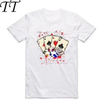 2019 S-XXX Vyrai Moterys Kazino Las Vegase Spausdinti Balta Mados marškinėliai trumpomis rankovėmis O-Kaklo Unisex Harajuku Joker Lošimų Cool Marškinėlius