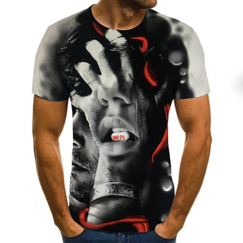 2021 Naujus Produktus Atvykti į Vasaros Mados Atsitiktinis marškinėliai Vyrams ir Moterims 3D Įdomių Siaubo Galvos Kaukolės Modelis T-shirts