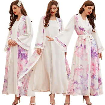 2022 M. Pavasario Atidaryti Abaja Dubajus Kaftan Turkija Caftan Musulmonų Moterų Suknelė Kimono Megztinis Eid Ramadanas Islamo Drabužių Arabų Skraiste Suknelė