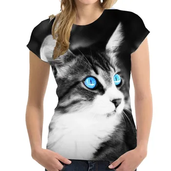 2022 nauja katė spausdinti moteriški marškinėliai 3d, pulover, kawaii girl drabužiai, prarasti gatvės mados