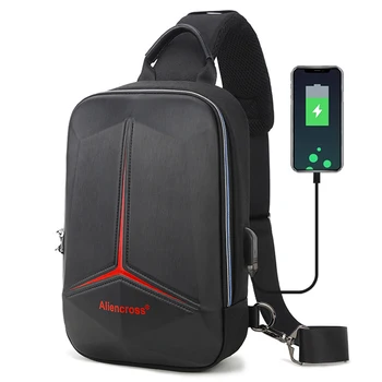 2022 Vyrų Daugiafunkcį PVC Anti-theft Pečių Maišą USB Crossbody Maišelį Kelionės Sling Bag Pack 