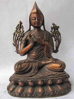 21cm Tibeto Budizmo Šventykla Klasikinio Vario Raudona Bronza Tsong-kha-pa Budos Statula