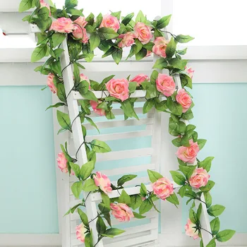 240cm Vestuvių Papuošalai Šilko Rožės Dirbtinių Gėlių Vynuogių Namų, Sodo Puošmena Rotango Gėlių Sienos Gėlės