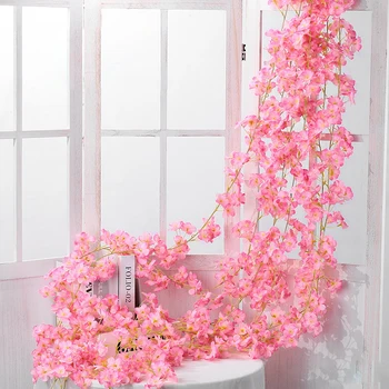 2vnt 180cm Dirbtinė Vyšnių Žiedų Gėlių String Vestuvių Arch Girliandą Ivy Šilko Netikrą Gėlės Vynmedžių Šalies Namų Puošybai