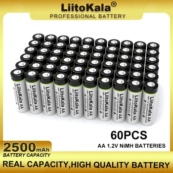 60PCS Liitokala 1.2 V AA 2500mAh Ni-MH Baterija, Dėl Temperatūros Ginklą Nuotolinio Valdymo Pelės Žaislas Baterijos