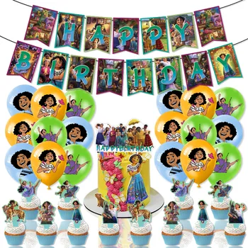 Animacinį Filmą Encanto Mirabel Spausdinti Gimtadienio Prekes Vaikams Disney Anime Balionas Traukti Vėliavos Tortą Įdėkite Rinkinys