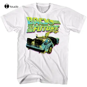 Atgal Į Ateitį Neon Pustonio Delorean Automobilį T Shirt Mens Retro Kelionės Laiku Top Marškinėliai