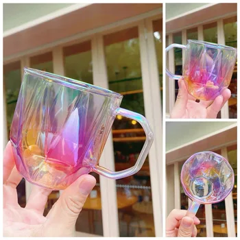 Aurora spalvingas puodelis su LOGOTIPU, keramikinis puodelis osmanthus taurės silikoninis dangtis karščiui atsparus stiklas kavos puodelio kūrybos puodelis