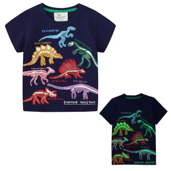 Berniukai Šviesos T shirts Gyvūnų Dinozaurų Spausdinti Vasaros Berniukų, Mergaičių Medvilnės Drabužius, O-kaklo trumpomis Rankovėmis Bamblys Tees Vaikai Viršūnės