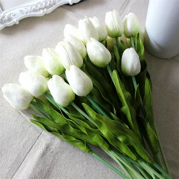 Dirbtinių Gėlių Nekilnojamojo Touch PU Dirbtinės Nuotakos Puokštė Namų Vestuves Dekoratyvinės Gėlės ir Vainikai 100vnt/daug Tulpių