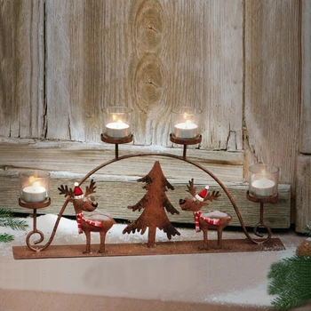 Europos Gyvūnų Kalėdų Žvakių Laikiklis Elnias Didelių Metalinių Vestuvių Žvakių Laikiklis Dėklas Geležies Porta Velas Kambarį Apdaila