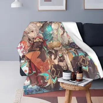 Genshin Auswirkungen Acg Anime Decke Kaedehara Kazuha Xiao Eteris Flanell Derliaus Weiche Werfen Decken für Bettdecke Sommer