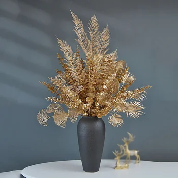 Golden Flower Vestuvių Namų Dekoro Dirbtinių Gėlių Scenos Išdėstymas Ginkgo Emulational Augalai Rūkas Kalėdų 