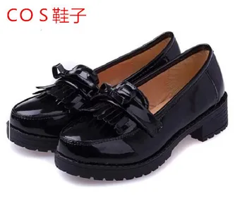 Hell girl COS batai Japonijos studentų batai dirbtinės PU merginos odiniai batai loli, suapvalinti tne žemo batai moterims