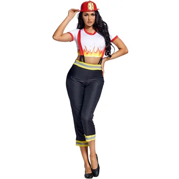 Helovinas Moterų, Penki-Signalizacija Gaisro Vyriausiasis Firewoman Ugniagesiai Cosplay Kostiumų Vaidmuo Žaisti Fantasia Šalis Suknelė