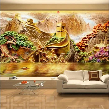 Individualizuotos Fono paveikslėlį Puikus Upių ir Kalnų, Great Wall, 3D Reljefo TV Fono Sienos Kambarį Miegamasis Knygyne Decorativen