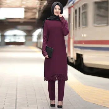 Izraelio Musulmonų moterų kostiumas abaja-dviejų dalių kostiumėlį Saudo Arabija Arabų Emyratai drabužių Islamo ilgas sijonas yra viršūnės kelnės kostiumas