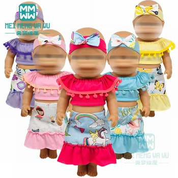 Lėlės drabužiai tinka 43 cm naujas gimęs lėlės ir Amerikiečių lėlės priedai mados atostogų stiliaus suknelė
