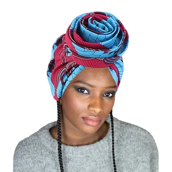 Mados Moterų Afrikos Modelis Kepuraitės Didelis Gėlių Headwrap Turbaną Satino Linned Kepuraitė Skarelė Bžūp Apdangalai, Plaukų Aksesuarai