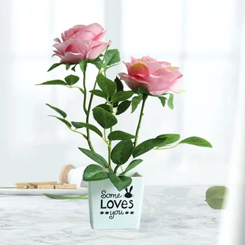 Modeliavimo 2Heads Rožės, Gėlės Dirbtinės Vazoninių Dekoratyvinis Home Office 