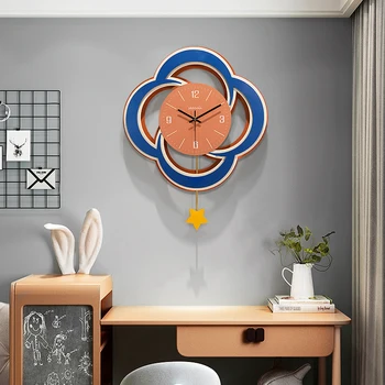Modernių Vaikų Kambario Sienos Kabo Laikrodis Miegamasis Stilingas, Tylus Mažas Sieninis Laikrodis Gėlių Švytuoklės Relogio De Parede Namų Projektavimas WSW35XP