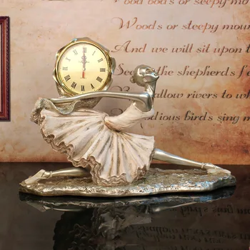 [Naujas] Europos stiliaus Balerinos Grožio Laikrodis Apdailos Dervos Namų Dekoro Praktinių Laikrodis Pedesta Dekoravimo Kūrybinės Amatų