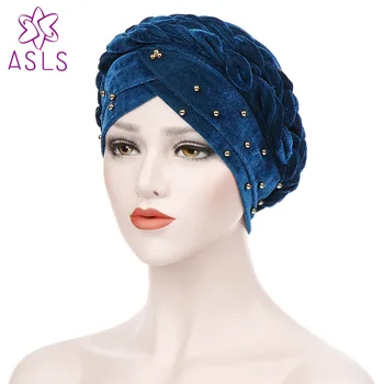 Naujas Mados Moterų turbaną pearl Karšto StyleTurban Bžūp Chemoterapija Skrybėlę Bandana Skarelė Ponios Plaukų Aksesuarai