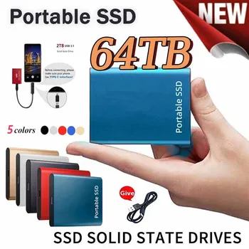 Nešiojamų SSD Originalus Didelės spartos Išorės 2TB 4TB 64TB USB3.1 Išorinių Kietųjų Diskų, Kietojo Disko Nešiojamas Kompiuteris Saugojimo Prietaisas