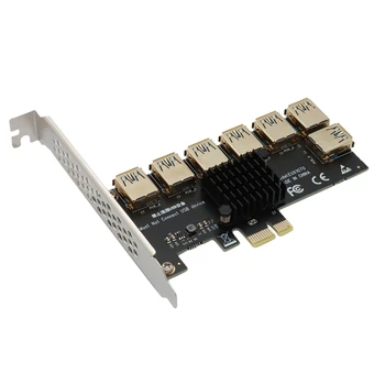 PCI-E Adapterio plokštę PCI-E 1X 7 USB3.0 Grafika ilgiklis Expansion Card Pcie Konverteris BTC Miner Kasyba