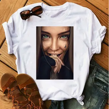 Ponios nauja, T-shirt ponios sexy spausdinti gobtuvu marškinėliai Harajuku Femme marškinėliai atsitiktinis slim-fit topai marškinėliai asmeninį T-shirt