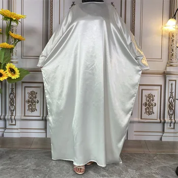 Ramadanas Batwing Vienas Gabalas Malda Abaja Satino Musulmonų Suknelė, Hijab Prarasti Abayas Moterų Dubajus Jilbab Kaftan Skraiste Islamas Drabužiai