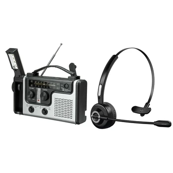 Saulės Radijas Nešiojamų FM / AM Radijas integruotas Garsiakalbis & Bluetooth Ausines Su Mikrofonu, Belaidžio ryšio laisvų Rankų įrangą Ant Ausies