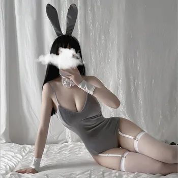 Sexy Bunny Mergina Cosplay Kostiumai, Moterims Saldus Triušis Bodysuit Triušio Ausis Katytė Uodega Roleplay Šalies Klubas Dėvėti Erotinis Rinkinys