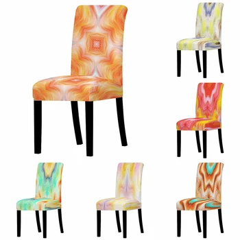 Spalvinga Marmuro Kėdės Sėdynės Padengti Namų Stalo Vakarienė Kėdė Galinį Dangtelį Naujųjų Metų Šaliai Namų Dekoro Anti-Purvinas, Kėdės, Užvalkalai, Oranžinė