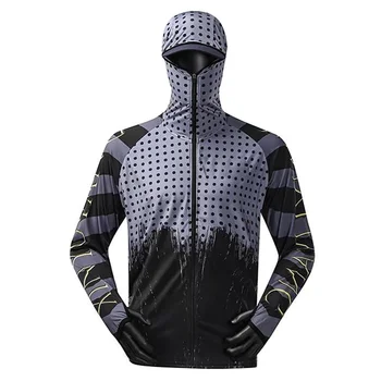 Spausdinti Žvejybos Marškinėliai Sublimacijos Quick Dry Vėdinimo Hoodie Megztiniai Vyrų Lauke Anti-UV Su Užtrauktuku Žvejybos Apranga