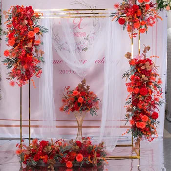 SPR vestuvių proga gėlių sienos etape fone dirbtinių gėlių stalo runner arch gėlių, dekoratyvinių didmeninės