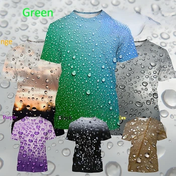 Vasaros vyriški trumpomis Rankovėmis 3D Spausdinimo T-shirt lietaus lašas Modelis T-shirt vyriški Laisvalaikio trumpomis Rankovėmis T-Shirt XXS-6XL