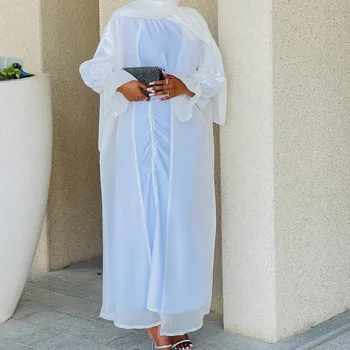 Vasarą Atidaryti Abaja Dubajus Turkija Kaftan Musulmonų Cardigan Abayas Suknelės Moterims Atsitiktinis Chalatas Kimono Femme Caftan Islamo Apranga